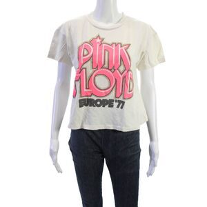 Madeworn Womens Cropped 70s Graphic White T-Shirt Short Sleeve Size M